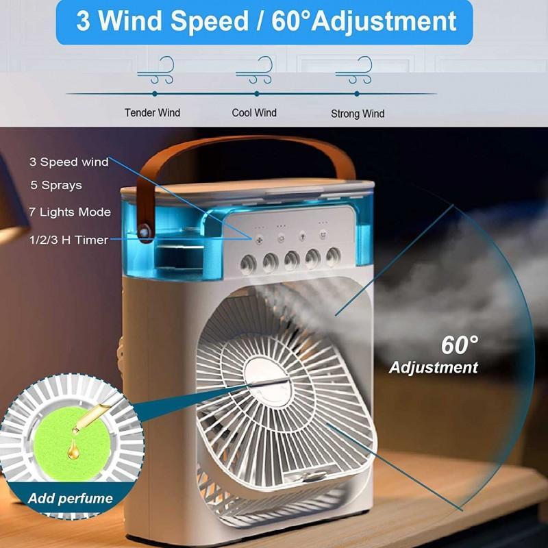 Portable Air Conditioner Fan USB Electric Fan with LED Night Light, Fine Mist Water, and Humidifier Function | Led Night Light Water Mist - 10 inch Big Size