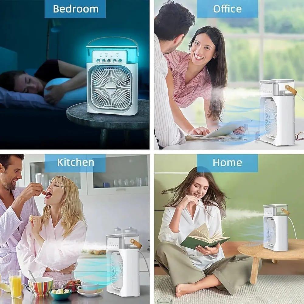 Portable Air Conditioner Fan USB Electric Fan with LED Night Light, Fine Mist Water, and Humidifier Function | Led Night Light Water Mist - 10 inch Big Size