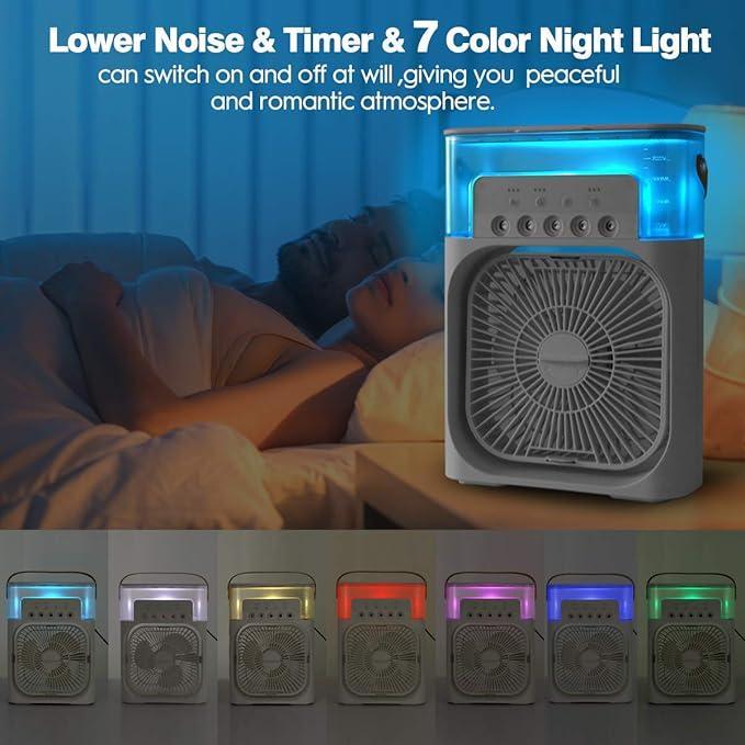 Portable Air Conditioner Fan USB Electric Fan with LED Night Light, Fine Mist Water, and Humidifier Function | Led Night Light Water Mist - 10 inch Big Size
