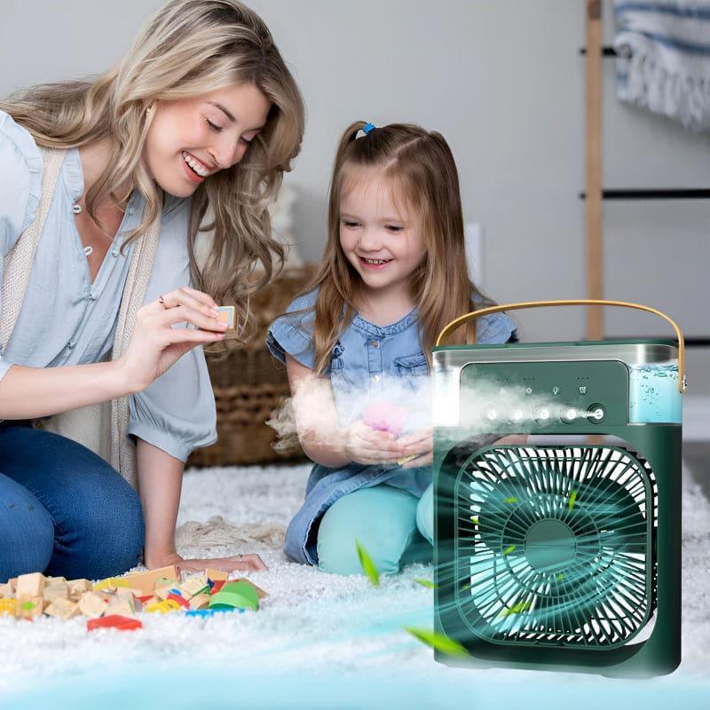 Portable Air Conditioner Fan USB Electric Fan with LED Night Light, Fine Mist Water, and Humidifier Function | Led Night Light Water Mist - 10 inch Big Size