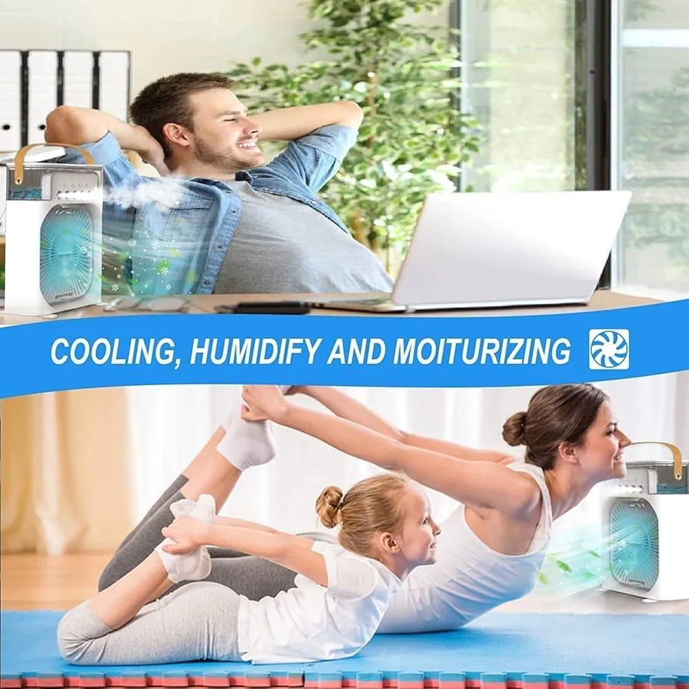 Portable Air Conditioner Fan USB Electric Fan with LED Night Light, Fine Mist Water, and Humidifier Function | Led Night Light Water Mist - 10 inch Big Size