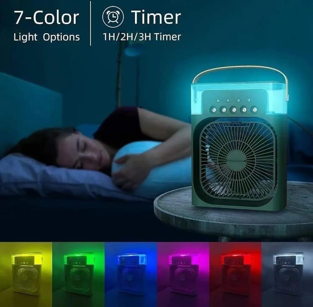 Portable Air Conditioner Fan USB Electric Fan with LED Night Light, Fine Mist Water, and Humidifier Function | Led Night Light Water Mist - 10 inch Big Size