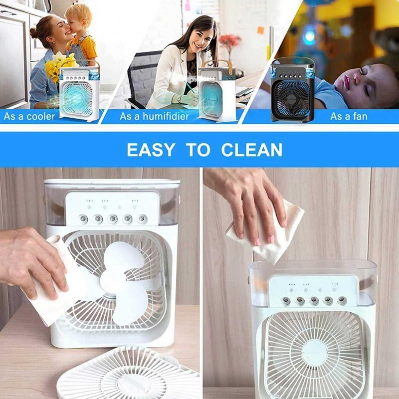 Portable Air Conditioner Fan USB Electric Fan with LED Night Light, Fine Mist Water, and Humidifier Function | Led Night Light Water Mist - 10 inch Big Size