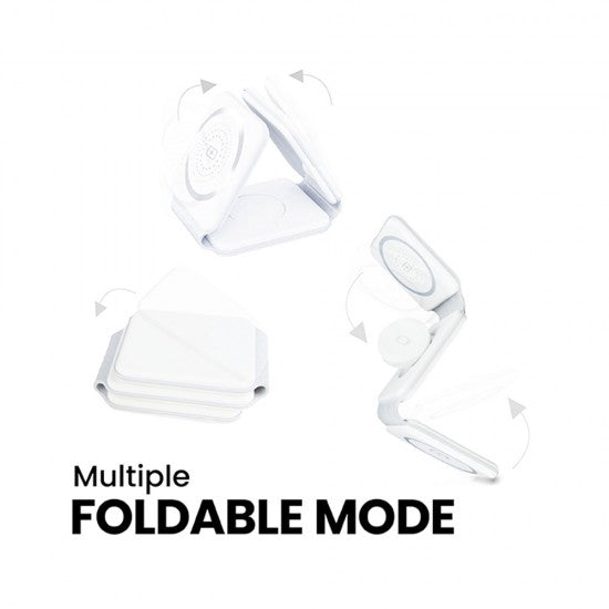 3 in 1 Magnetic Foldable Wireless Charging Station 15W Fast Charger for iPhone, AirPods & Smartwatch