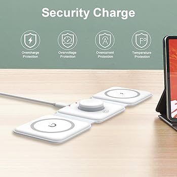 3 in 1 Magnetic Foldable Wireless Charging Station 15W Fast Charger for iPhone, AirPods & Smartwatch