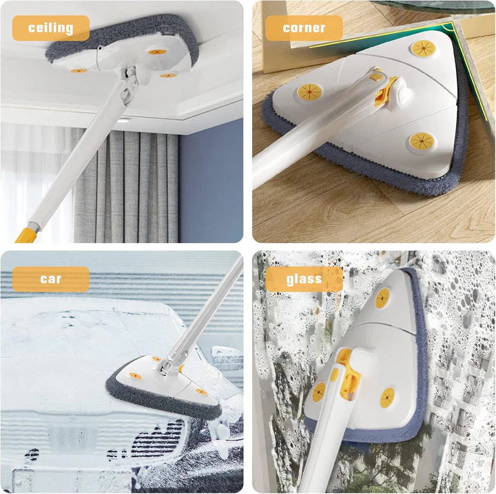 360° Rotatable Triangle Mop – Adjustable Long Handle Floor & Wall Cleaner