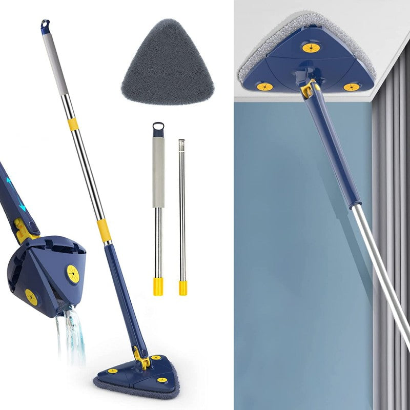 360° Rotatable Triangle Mop – Adjustable Long Handle Floor & Wall Cleaner