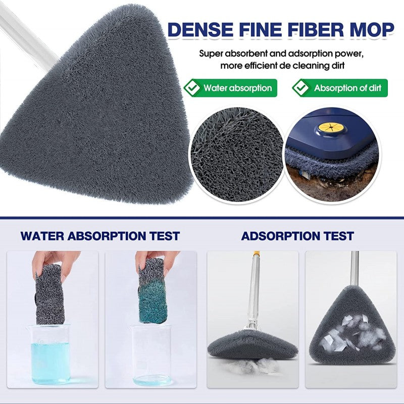 360° Rotatable Triangle Mop – Adjustable Long Handle Floor & Wall Cleaner