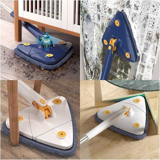 360° Rotatable Triangle Mop – Adjustable Long Handle Floor & Wall Cleaner