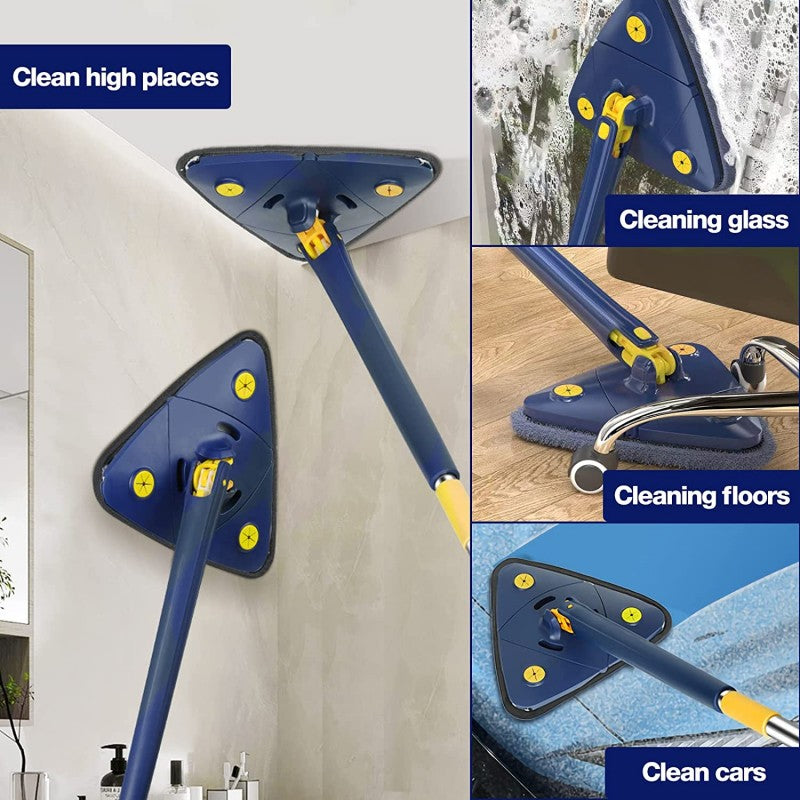 360° Rotatable Triangle Mop – Adjustable Long Handle Floor & Wall Cleaner