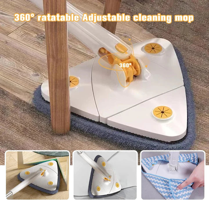 360° Rotatable Triangle Mop – Adjustable Long Handle Floor & Wall Cleaner