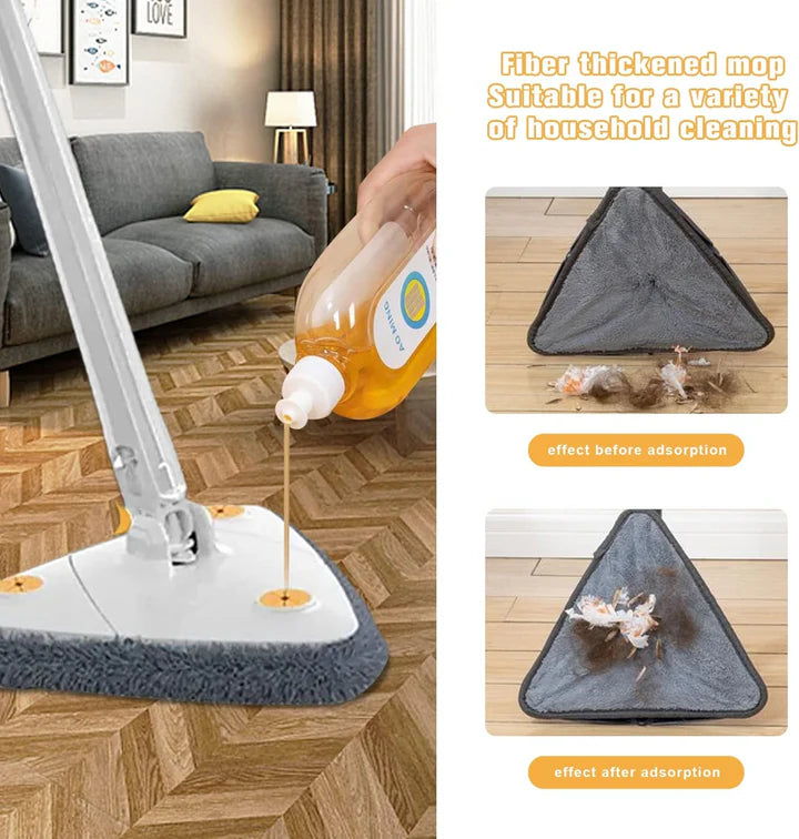 360° Rotatable Triangle Mop – Adjustable Long Handle Floor & Wall Cleaner
