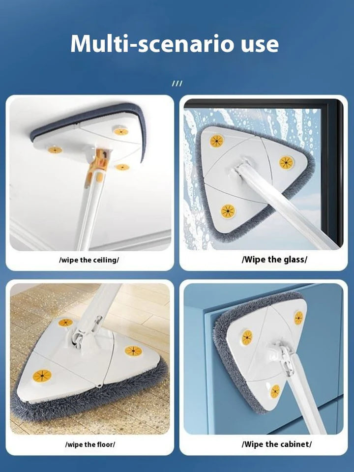360° Rotatable Triangle Mop – Adjustable Long Handle Floor & Wall Cleaner