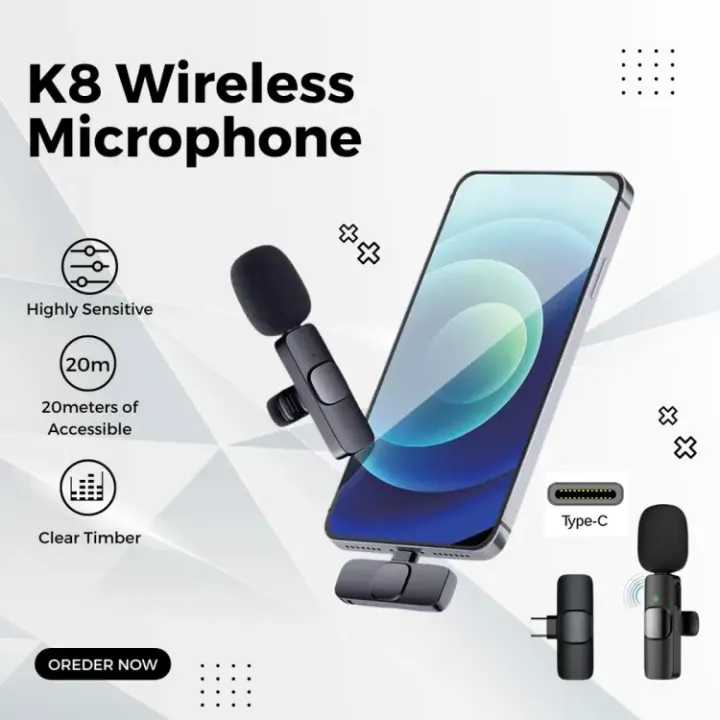 K8 Wireless Microphone | K8 Mic for Mobile | Type-C / iPhone Compatible | Noise Reduction